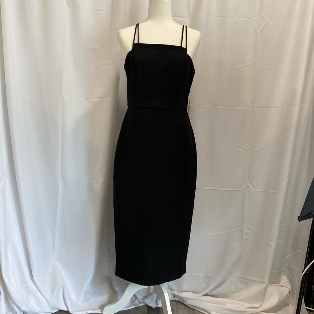 Express black double spaghetti straps‎ midi dress. Part dress, cocktail dress.